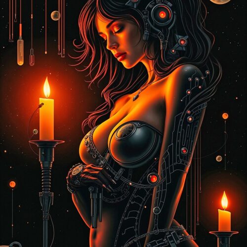 Cyber Seductress – Futuristic Femme Bot Poster with Neon Glow & Sci-Fi Elegance picture