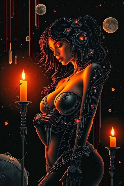 Cyber Seductress – Futuristic Femme Bot Poster with Neon Glow & Sci-Fi Elegance picture