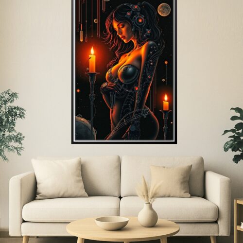 Cyber Seductress – Futuristic Femme Bot Poster with Neon Glow & Sci-Fi Elegance picture