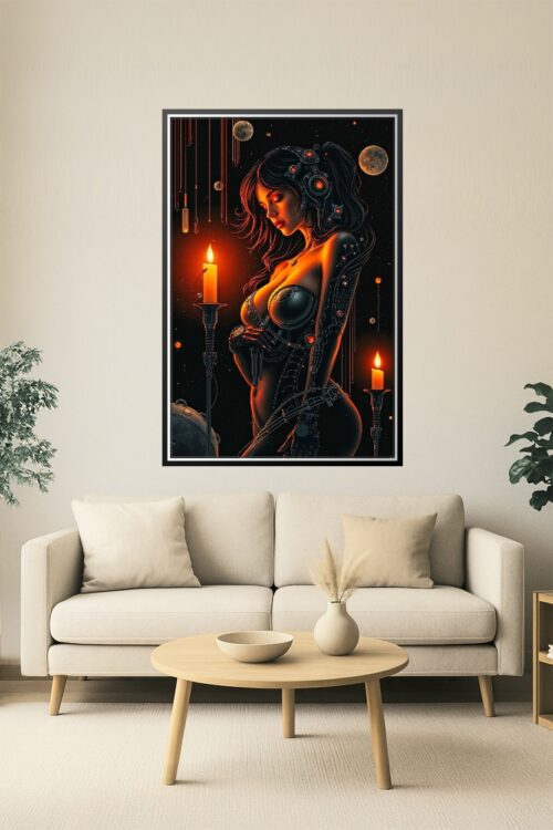 Cyber Seductress – Futuristic Femme Bot Poster with Neon Glow & Sci-Fi Elegance picture