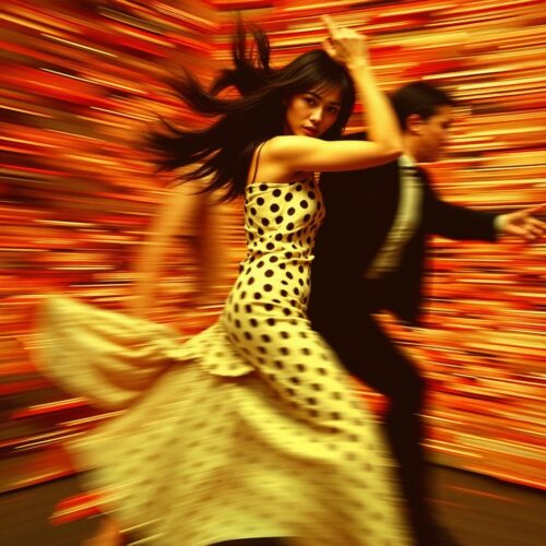Velocity of Passion – Dynamic Couple in Motion Art Poster picture