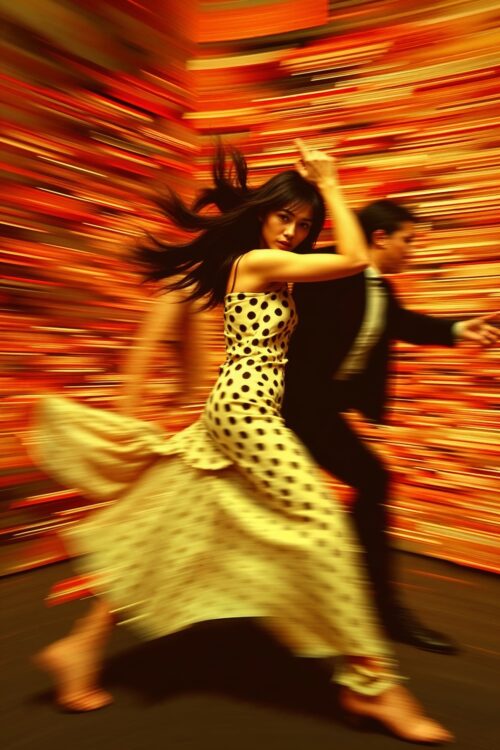 Velocity of Passion – Dynamic Couple in Motion Art Poster picture