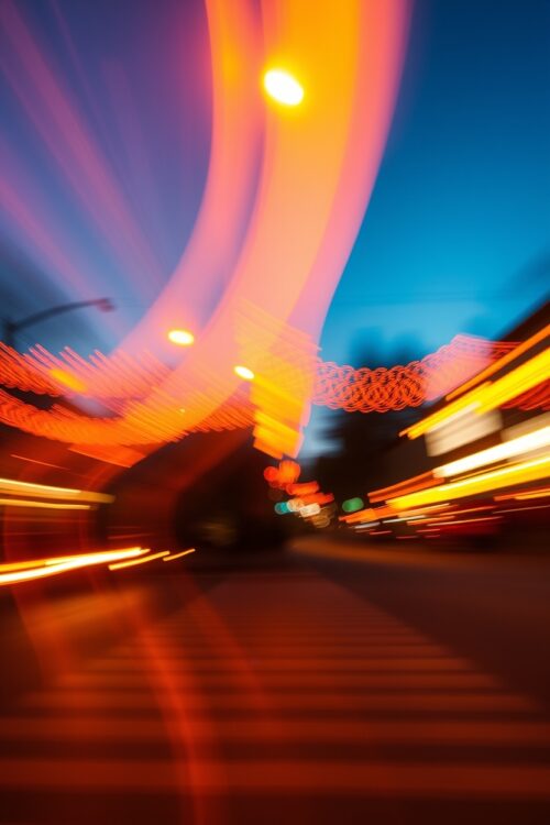 Electric Drift – Abstract City Lights in Motion Photography Poster picture