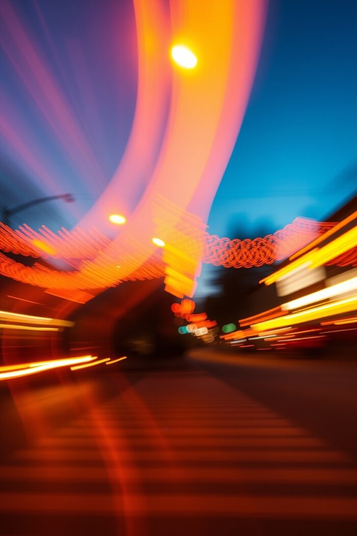 Electric Drift – Abstract City Lights in Motion Photography Poster picture