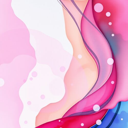 Whispers in Pink – Minimalist Feminine Line Art Poster with Watercolor Flow picture