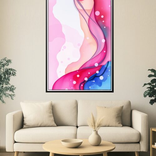 Whispers in Pink – Minimalist Feminine Line Art Poster with Watercolor Flow picture