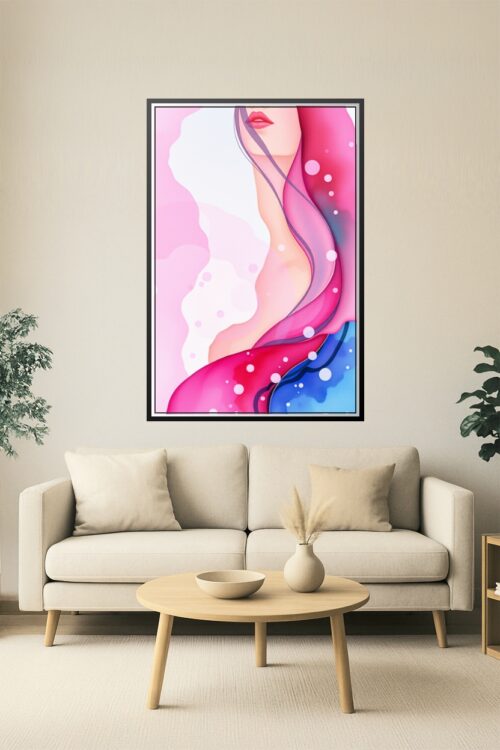 Whispers in Pink – Minimalist Feminine Line Art Poster with Watercolor Flow picture