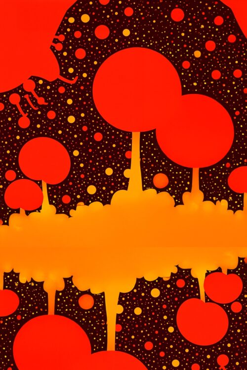 Atomic Kiss – Pop Art Explosion Poster with Retro Dots and Silhouette picture