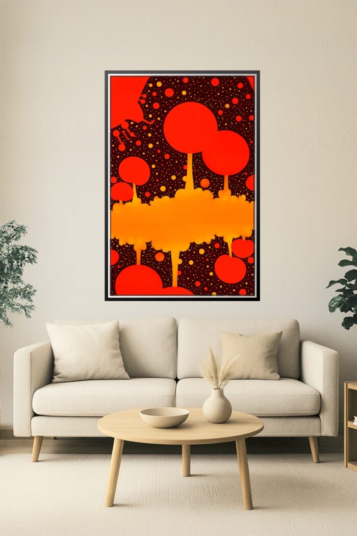 Atomic Kiss – Pop Art Explosion Poster with Retro Dots and Silhouette picture