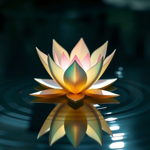 Serene Lotus Blossom Floating on Water - Zen Tranquility Wall Art Poster picture