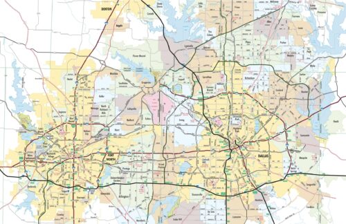Dallas - Fort Worth Metroplex Travel Map with Cities & Roads. Includes Dallas, Fort Worth, Plano, Arlington, Irving & More [24x36] picture