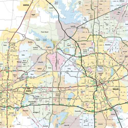 Dallas - Fort Worth Metroplex Travel Map with Cities & Roads. Includes Dallas, Fort Worth, Plano, Arlington, Irving & More [24x36] picture
