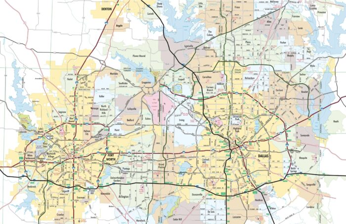 Dallas - Fort Worth Metroplex Travel Map with Cities & Roads. Includes Dallas, Fort Worth, Plano, Arlington, Irving & More [24x36] picture