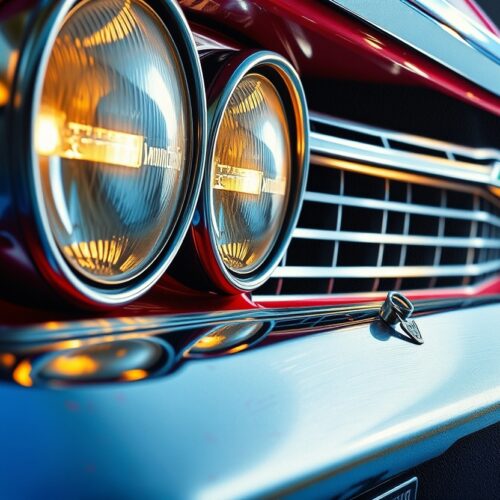 Classic Muscle Car Headlights Poster – Vintage American Automotive Art picture