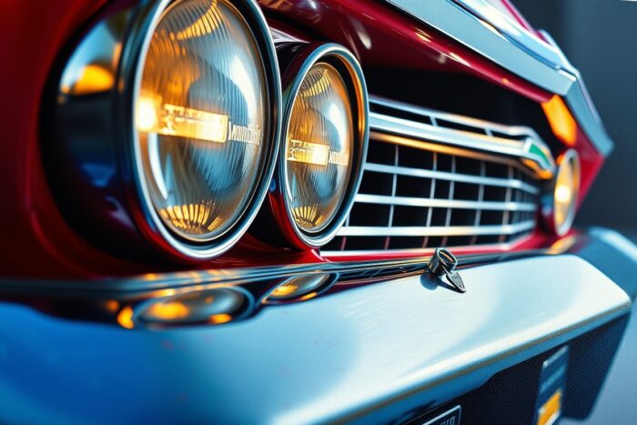 Classic Muscle Car Headlights Poster – Vintage American Automotive Art picture