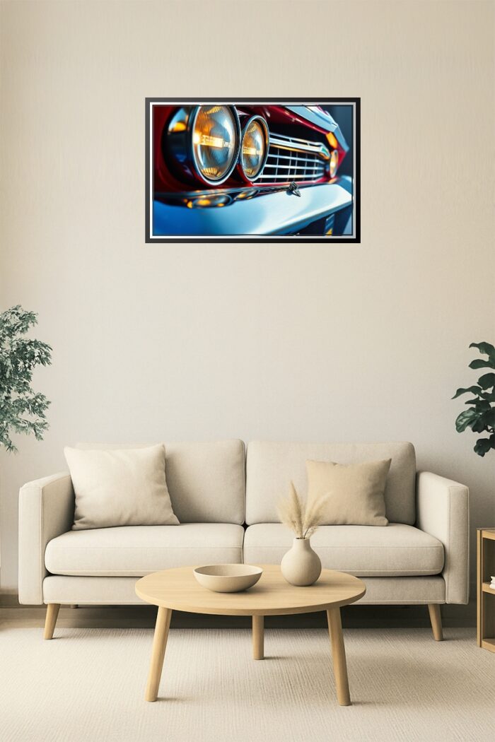 Classic Muscle Car Headlights Poster – Vintage American Automotive Art picture