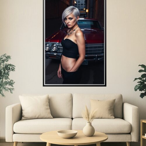 Noir Vibes & Vintage Ride Poster – Platinum Style Meets Classic Chevy picture