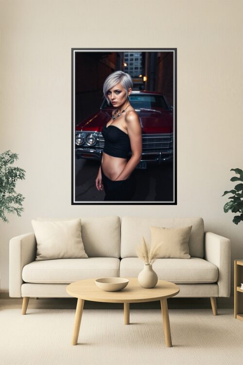 Noir Vibes & Vintage Ride Poster – Platinum Style Meets Classic Chevy picture