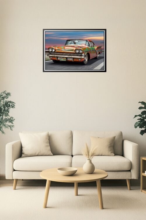 Rustic Rebel Poster – Patina Classic American Car on the Open Road picture