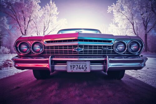 Supernatural Split Chevy Poster – Neon Frost Edition. American Classic Cars. picture