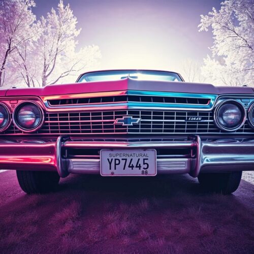 Supernatural Split Chevy Poster – Neon Frost Edition. American Classic Cars. picture