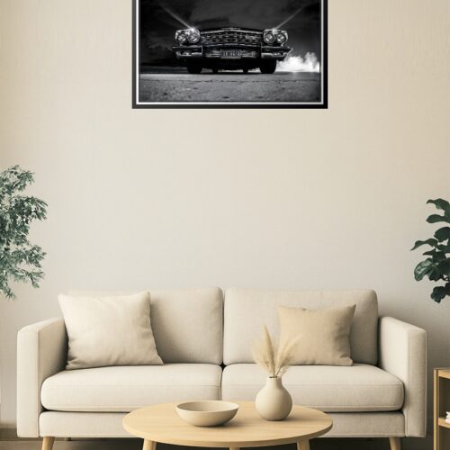 Midnight Impala SS Poster – Noir Power in Black & Chrome picture