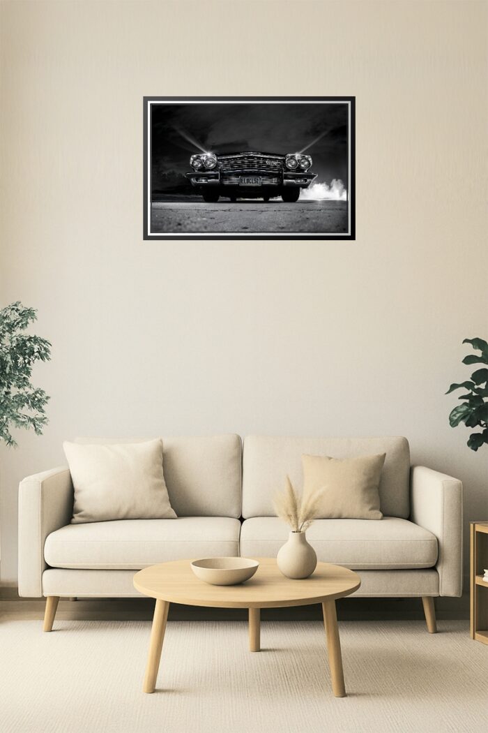 Midnight Impala SS Poster – Noir Power in Black & Chrome picture