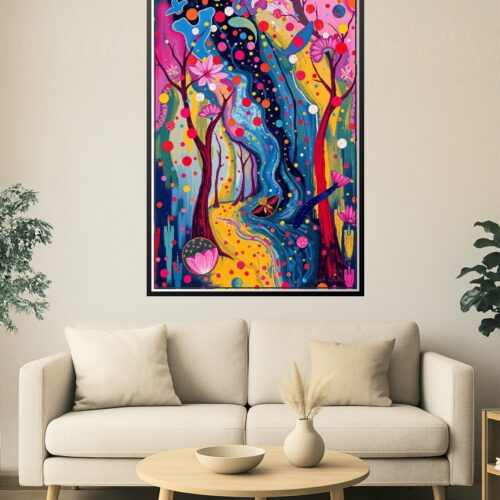 Yayoi-Inspired Cosmic Garden Poster – Abstract Nature in Dots & Color picture