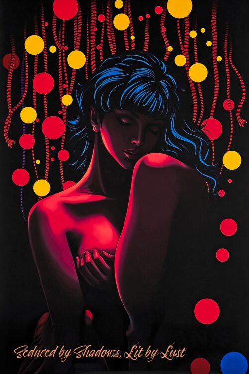 Seduced by Shadows, Lit by Lust – Neon Noir Erotic Art Poster picture