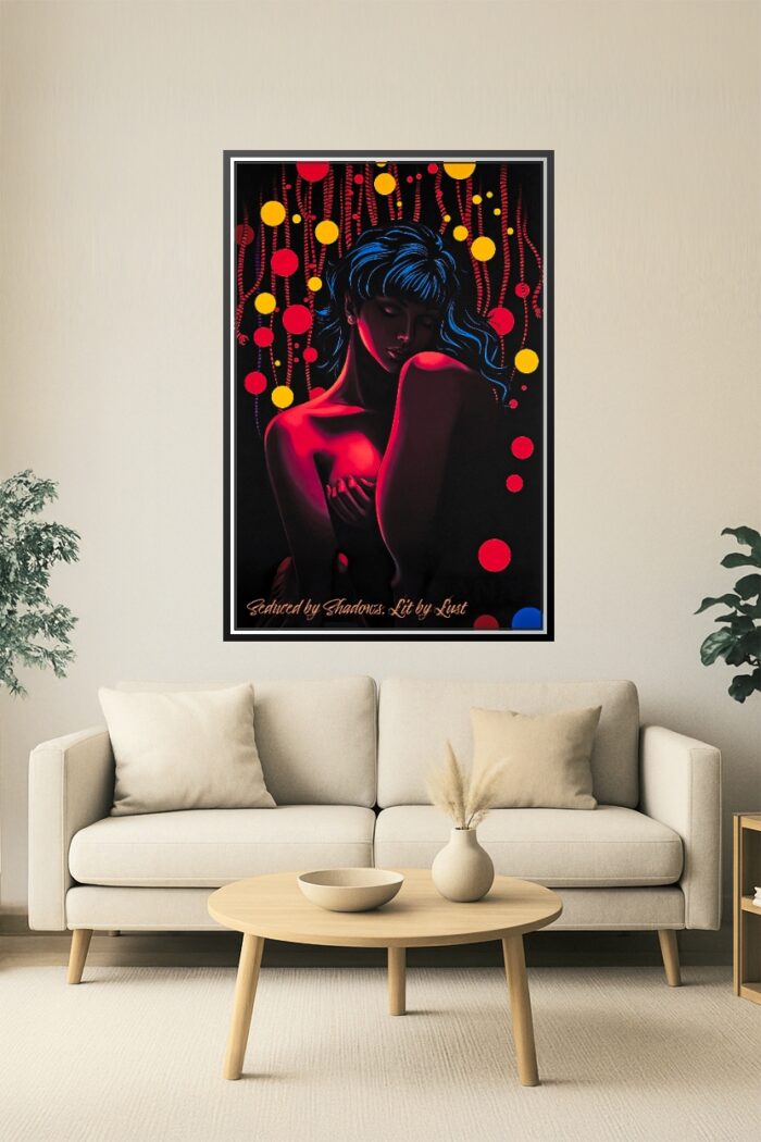 Seduced by Shadows, Lit by Lust – Neon Noir Erotic Art Poster picture