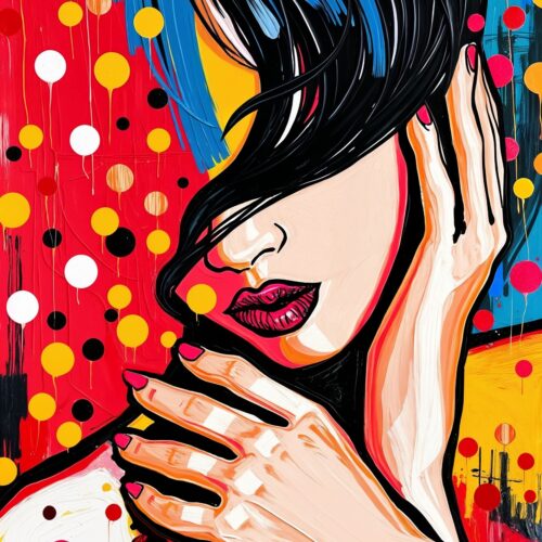 Pop Obscura Poster – Bold Sensual Portrait with Kusama-Inspired Dots picture
