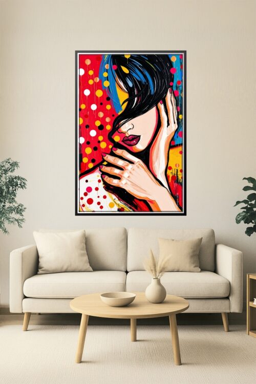 Pop Obscura Poster – Bold Sensual Portrait with Kusama-Inspired Dots picture