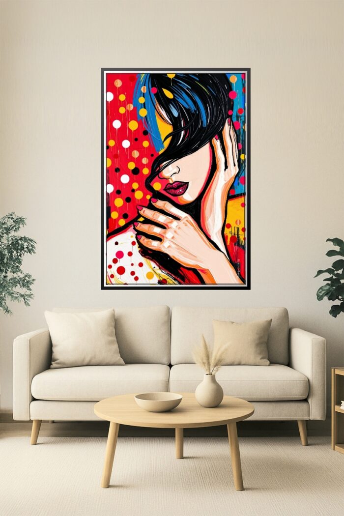 Pop Obscura Poster – Bold Sensual Portrait with Kusama-Inspired Dots picture