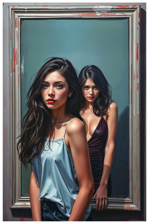 Reflections of Her – Sensual Duality Portrait Art Poster picture