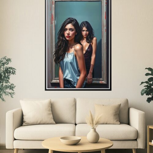 Reflections of Her – Sensual Duality Portrait Art Poster picture