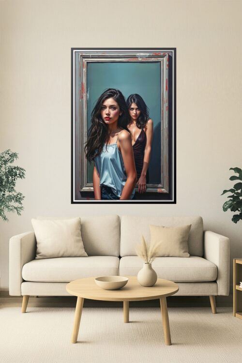 Reflections of Her – Sensual Duality Portrait Art Poster picture