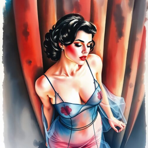 Vintage Seduction Poster – Glamour Muse in Sheer Lingerie picture
