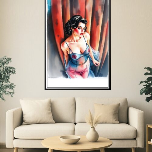 Vintage Seduction Poster – Glamour Muse in Sheer Lingerie picture