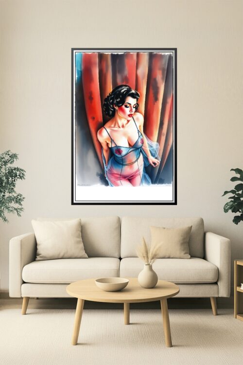 Vintage Seduction Poster – Glamour Muse in Sheer Lingerie picture