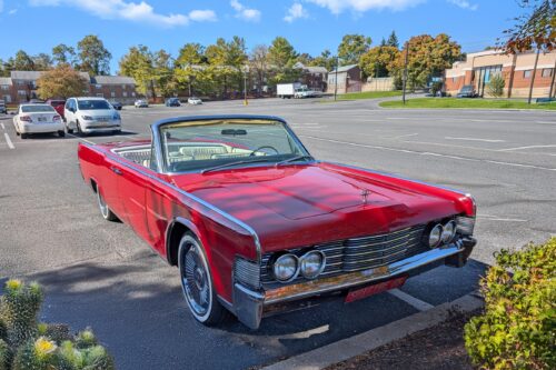 1965 Lincoln Continental Convertible Poster – Classic Red American Luxury Car Wall Art