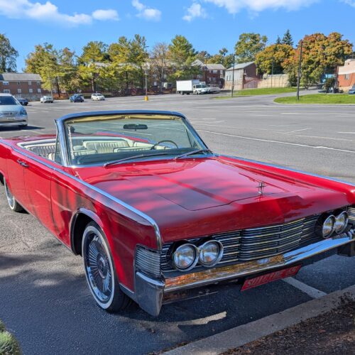 1965 Lincoln Continental Convertible Poster – Classic Red American Luxury Car Wall Art