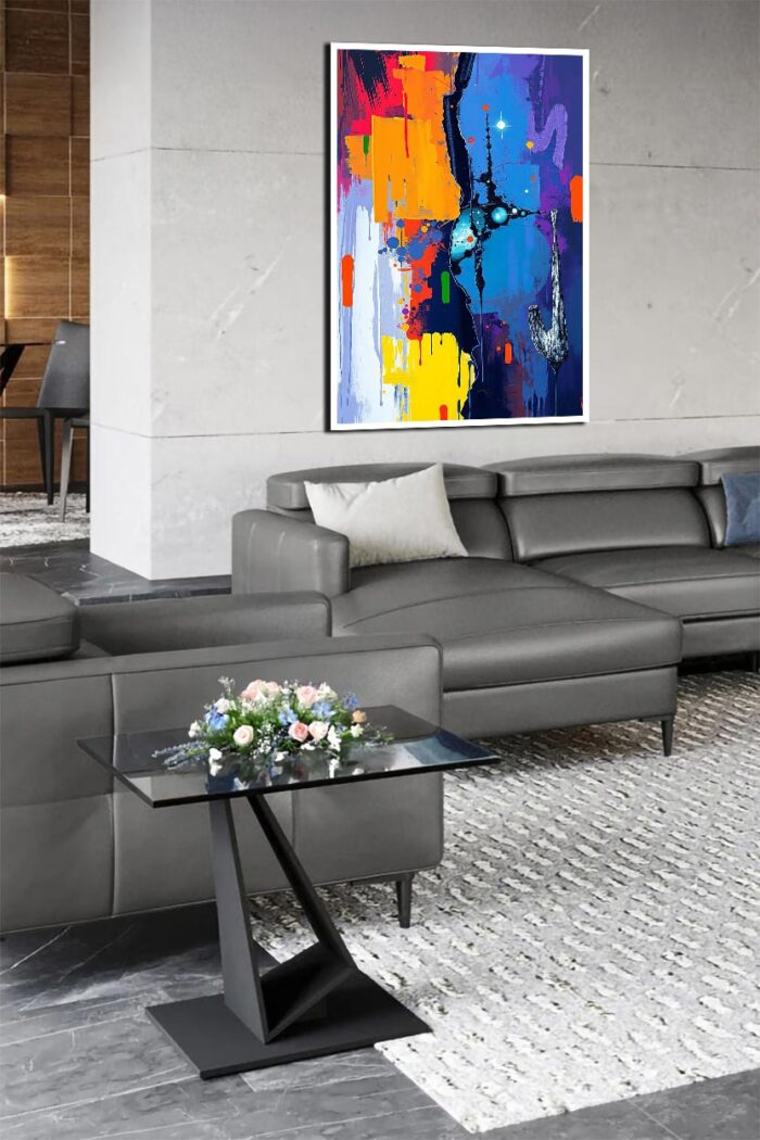 Quantum Fracture – Vibrant Abstract Galaxy Wall Art. Vivid abstract piece bursts with cosmic energy and modern expression. - Image 3