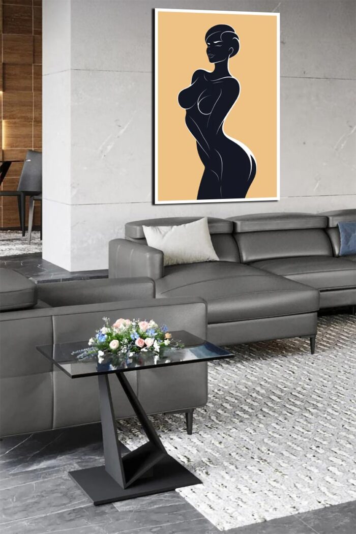 Velvet Curves – Sensual Silhouette Art Poster in High Contrast Minimalist Style - Image 3