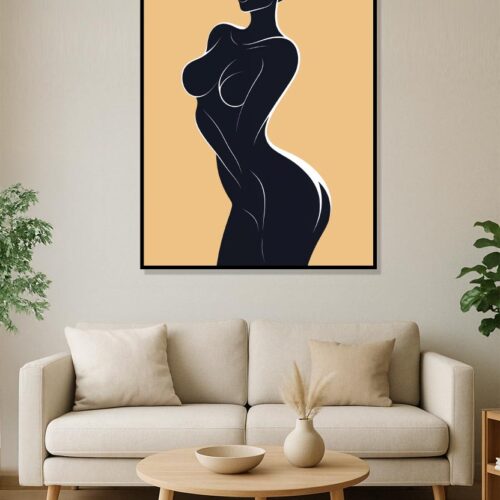 Velvet Curves – Sensual Silhouette Art Poster in High-Contrast Minimalist Style
