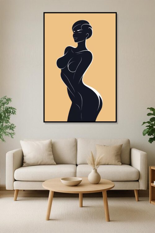 Velvet Curves – Sensual Silhouette Art Poster in High-Contrast Minimalist Style