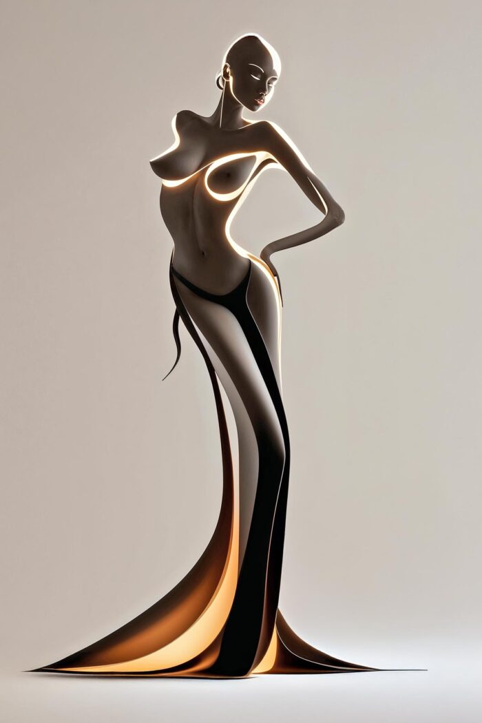 Radiant Grace: Minimalist Nude Modern Female Body Art Print - Image 2