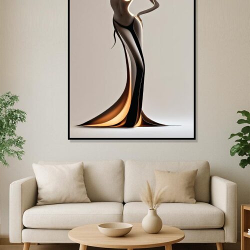 Radiant Grace: Minimalist Nude Modern Female Body Art Print