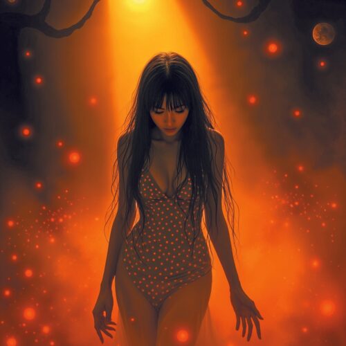 Midnight Ember – Surreal Femme Poster in Fiery Cosmic Light picture