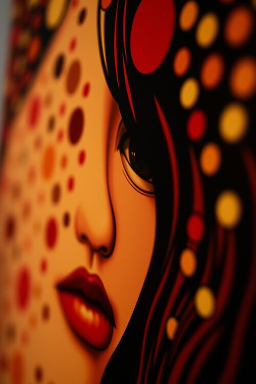 Pop Fusion Muse – Retro Dot Portrait Art Poster picture