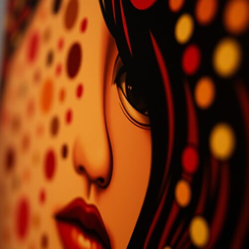 Pop Fusion Muse – Retro Dot Portrait Art Poster picture